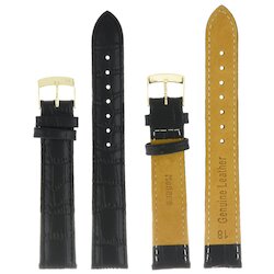 Modeno 18 мм чер croco с золотой  застёжкой A001