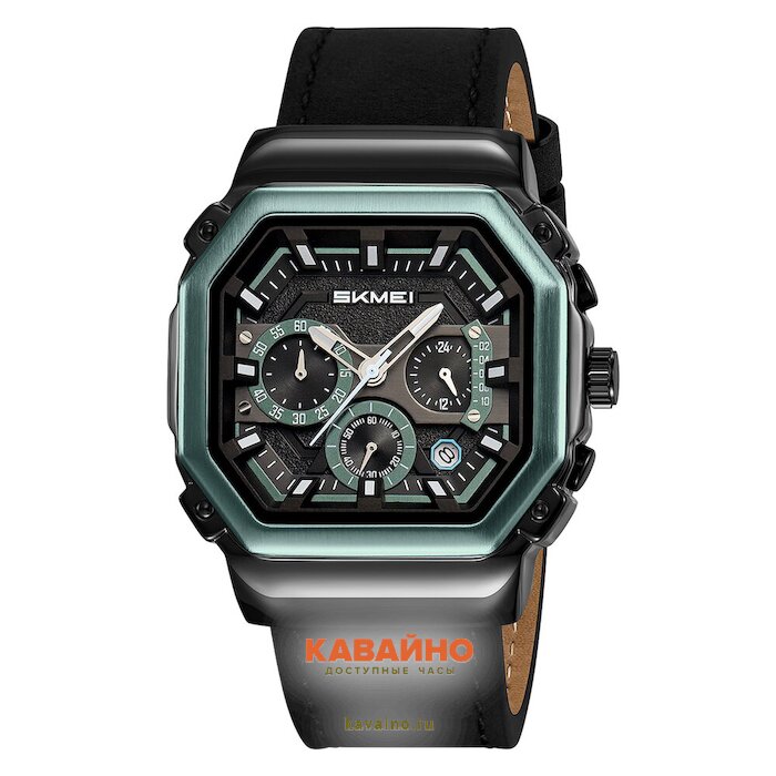 Skmei 2518LBKGN black/green-leather купить в часовом интернет-магазине