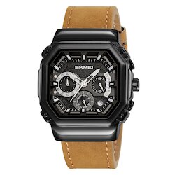 Skmei 2518LBKLTBN black/light brown-leather