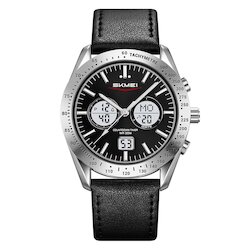 Skmei 2503LSIBKWT silver/black/white-leather