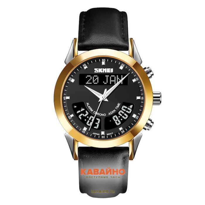 Skmei Q036LGDBK silver/gold/black-leather (фото 2)