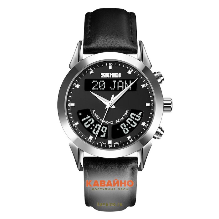 Skmei Q036LSIBK silver/black-leather (фото 2)
