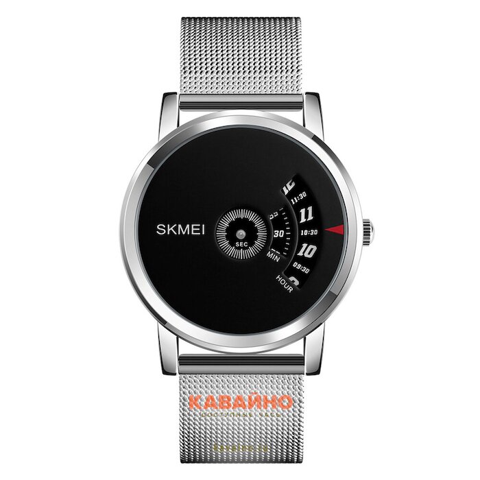 Skmei 1260MHSIBK silver/black mesh belt (фото 2)