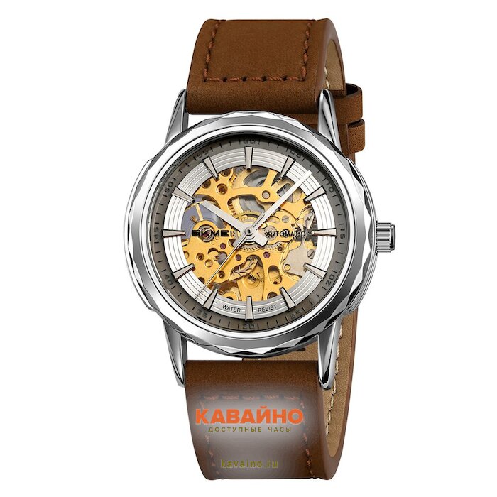 Skmei M035LSIDKBN silver/dark brown-leather купить в часовом интернет-магазине