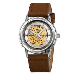 Skmei M035LSIDKBN silver/dark brown-leather
